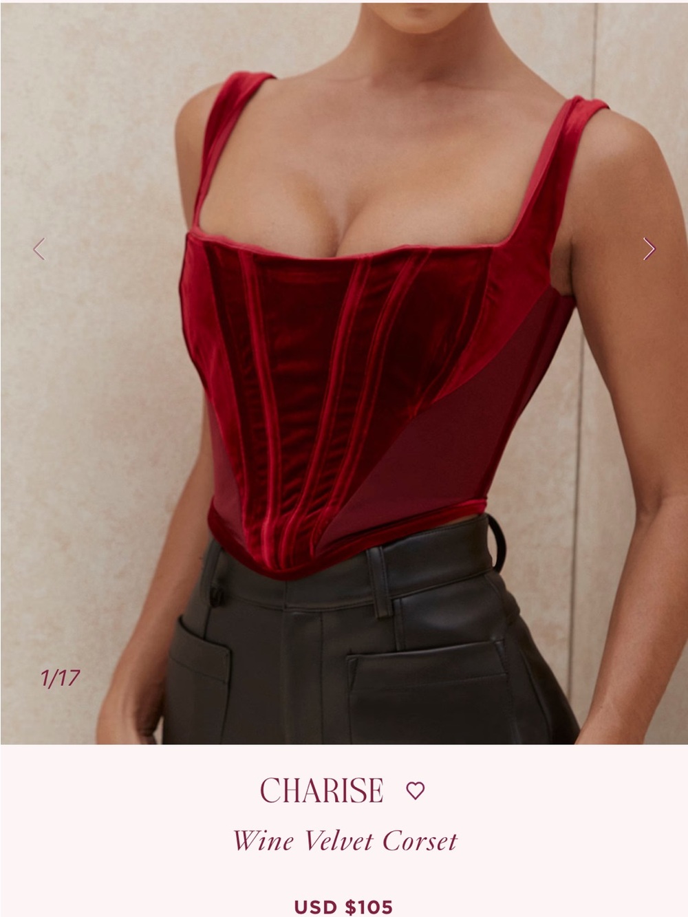 House of CB Red Velvet Corset Top